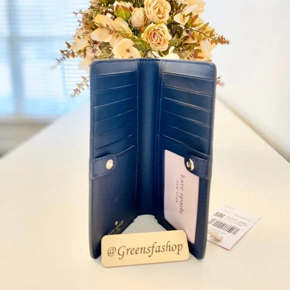 Kate Spade staci large slim bifold wallet dancing cherrie new - Picture 3 of 5